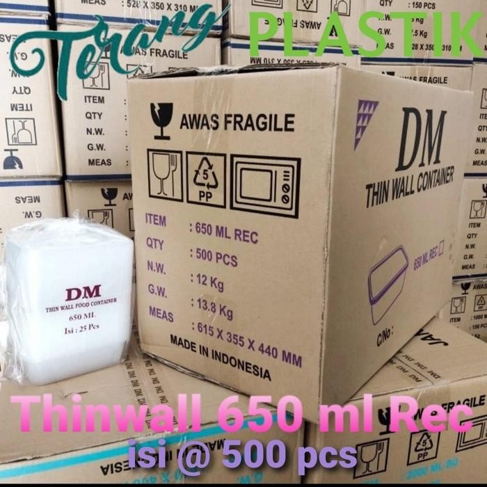 

Thinwall 650 ml Rect - 650 ml rect - persegi panjang @ 500 set