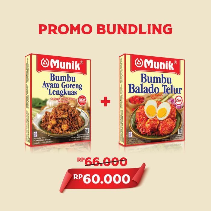 

Stok Baru New Product Bumbu Munik Ayam Goreng Lengkuas 160 gr + Balado Telur 150 gr