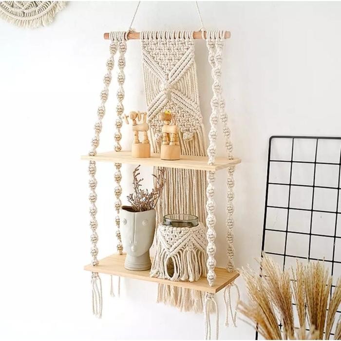 

New PREMIUM MACRAME Macrame ambalan / Rak dinding aesthetic / Rak dinding viral / Rak dinding