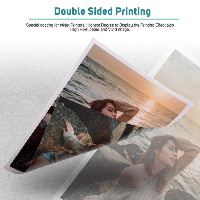 

QUAFF Kertas Foto Dua Sisi Double Sided Photo Paperart paperdilapisi kertas ukuran A4 (50 lembar per