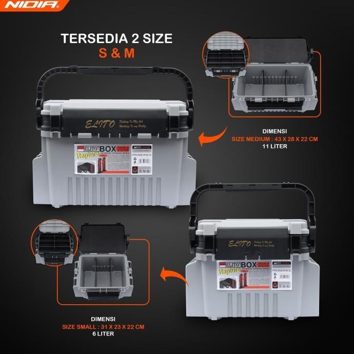 READY ELITO TACKLE BOX 6L dan 12L BOX PANCING BOX UMPAN PANCING