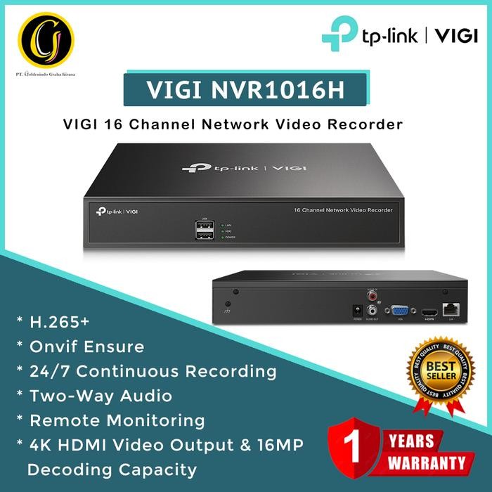 TP-Link VIGI NVR1016H NVR 16 Channel H.265 ONVIF Up to 10TB Storage