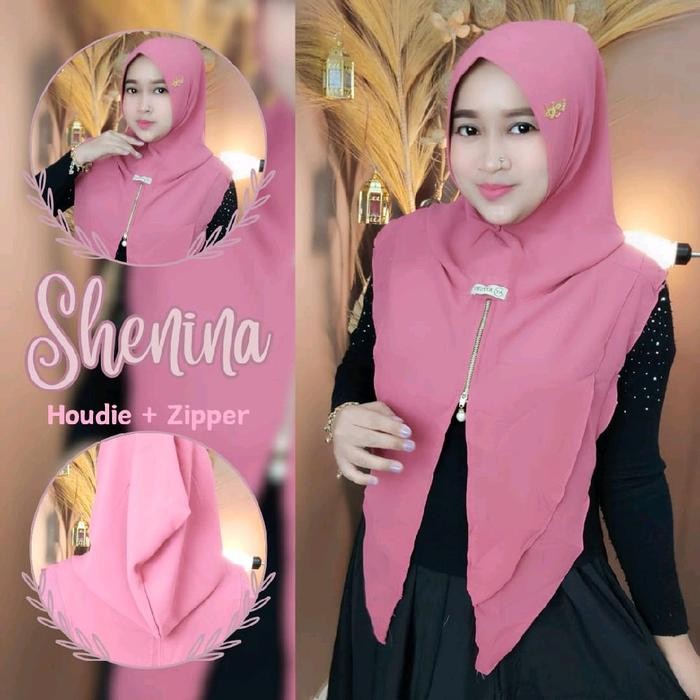 Pilihan- Dewisashop- Hijab Instant Shenina Zipper Houdie Softpad Ceruty Babydoll Premium
