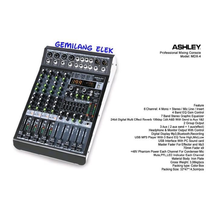 Mixer Audio ASHLEY MDX 4 Original Garansi
