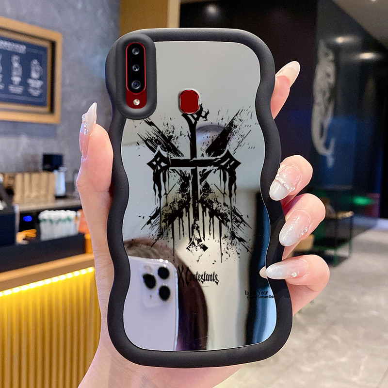 Casing Untuk Samsung A20s Case Casing Salib Graffiti Pola HP Cesing Macaron Kasing Mirror Silikon So
