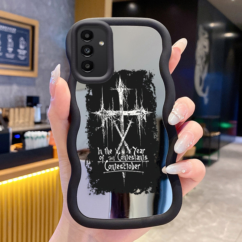 Casing Untuk Samsung A24 Case Casing Label salib Pola HP Cesing Macaron Kasing Mirror Silikon Softca