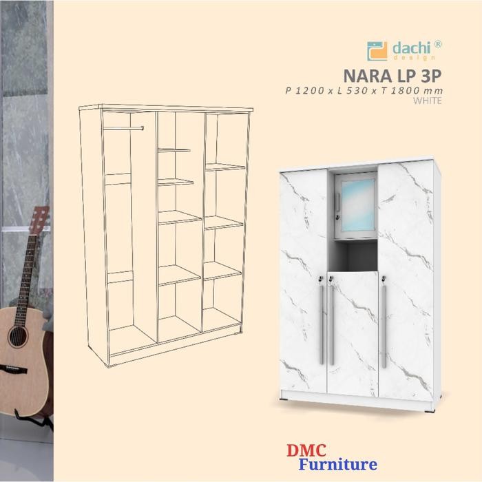 Lemari Baju / Pakaian 3 Pintu Cermin LPP 37 ROMARO BANDUNG