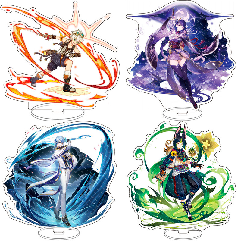 Cartoon Anime Figure Genshin Impact Zhongli Ayato Venti Xiao Miko Acrylic Stand Model Plate Desk Dec