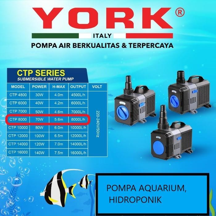 ~@~@~@~@] YORK CTP 8000 pompa air celup rendam submersible aquarium hidroponik