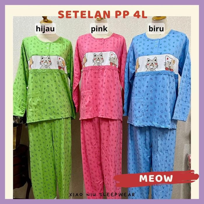 6XB6  Setelan Kaos Jumbo Lengan Panjang 4L / Piyama Jumbo Wanita