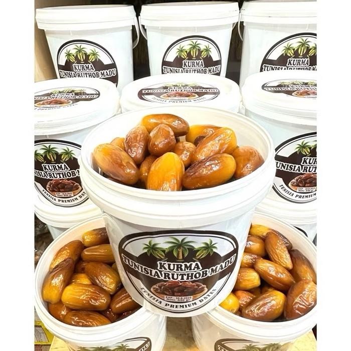 Kurma Tunisia Ruthob Madu Ember 850gr Kurma mengkel/Kurma Ruthob 850gr Food Makanan Kering Tidak