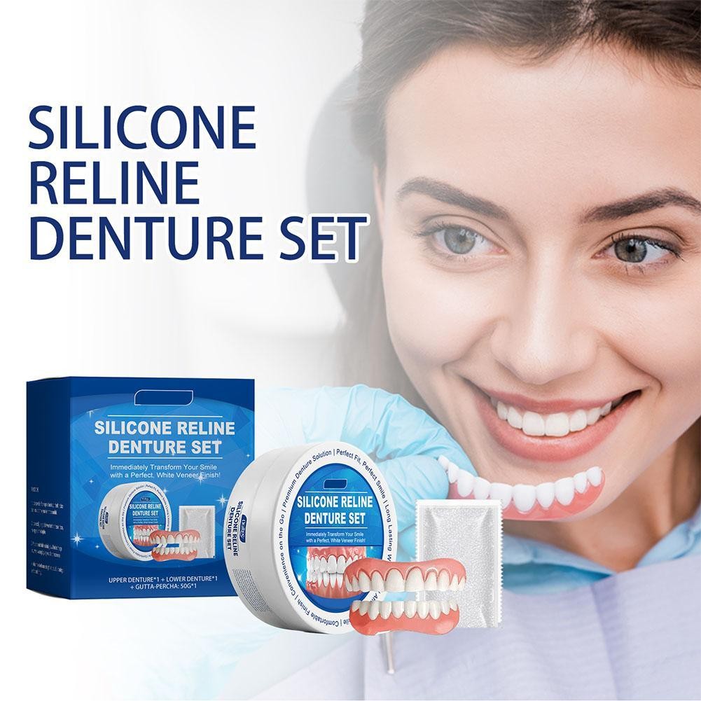 Adult Adjustable Dentures Teeth Upper Lower Veneers Perfect Laugh Soft Denture Kit Repair Gaps Smile