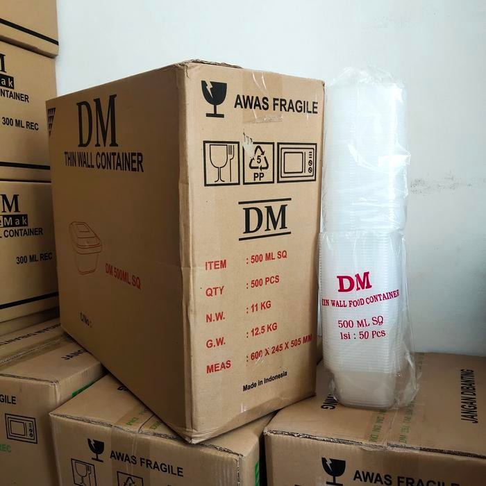 DJJ THINWALL DM SQUARE 500 ML SQ - PERSEGI TINGGI 500ML SQ - 500 SET