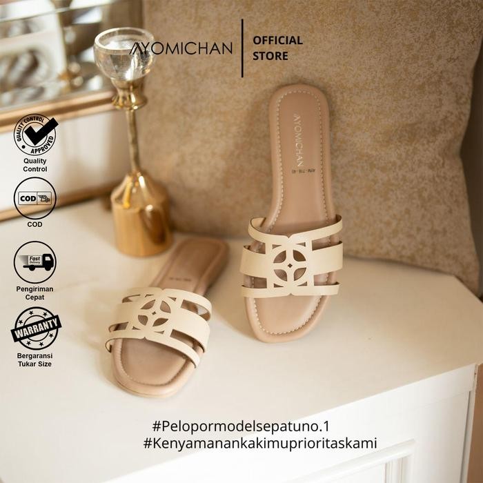 Ayomichan - Sandal Leticia AYM718 Sandal Flat / Sepatu Teplek Wanita