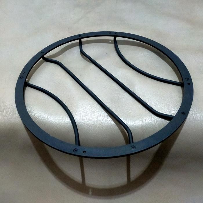 Grill Subwoofer 12 inch Hitam Jari 4 Lengkung Tekuk Siku Gril Tutup Ring Speaker 12inch Alumunium