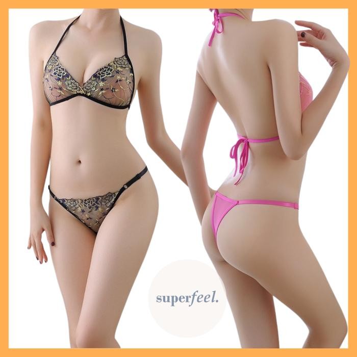 SEXY SET LINGERIE WANITA SEXY BROKAT LACE TRANSPARAN SEKSI HOT CD BRA 575