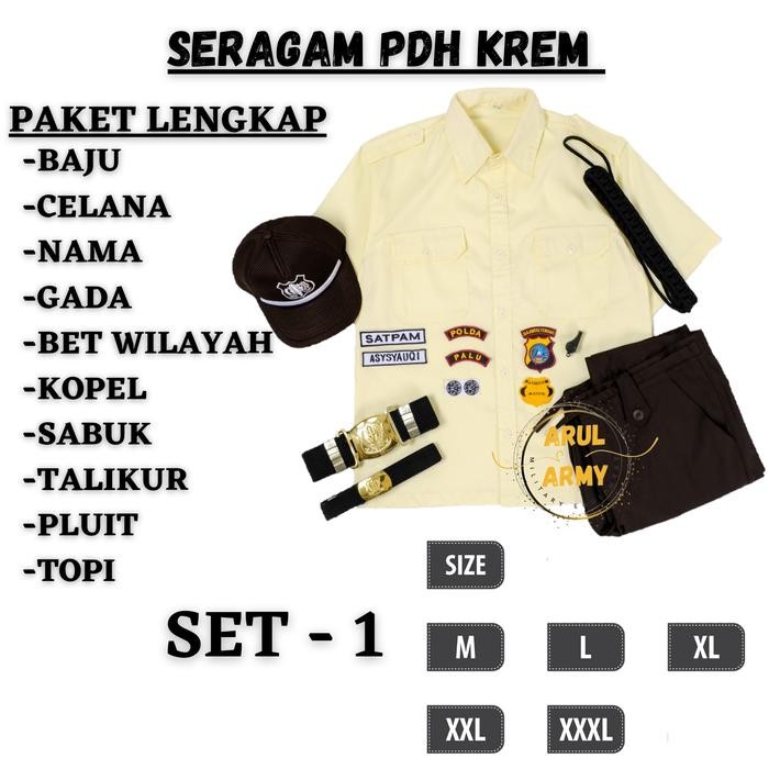 READY Seragam Satpam Terbaru 2025 Krem Paket Lengkap Seragam Security Satpam Cream Baju Satpam