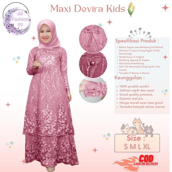 2pt5- Alf-Gamis Anak Perempuan Dan Remaja Model Dress Susun Brokat Terbaru-Maxi Devira