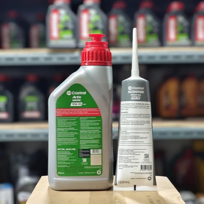 ys7r- Paket Oli Castrol Activ Matic 10W-30 + Gardan Asli 100% Synthetic
