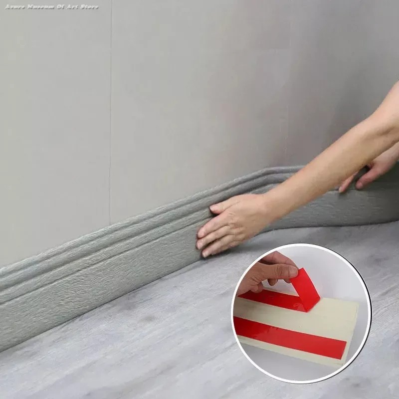 3D Self Adhesive Wood Grain Baseboard Flexible Foam Forming Wall Frame Decoration Waterproof Antifou