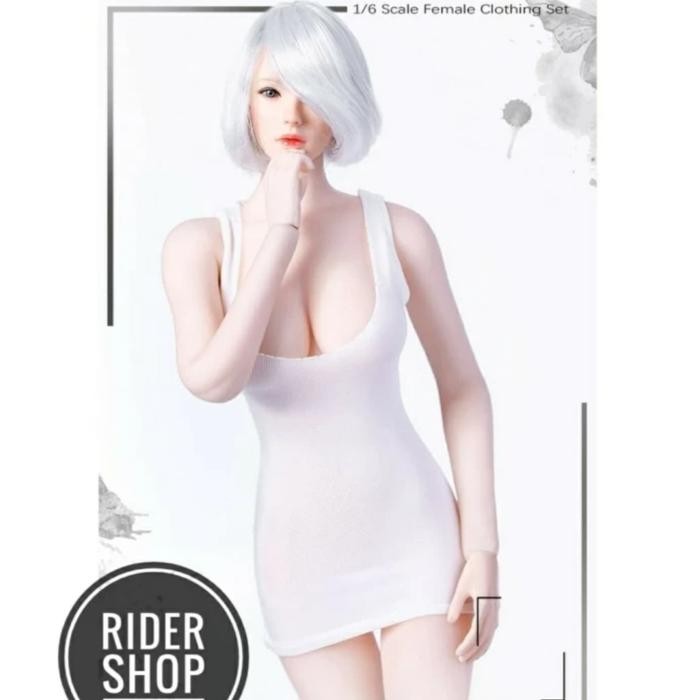 h4d2- Skala 1/6 Dress Baju Female Putih Ketat Tbleague Kitbash Dan Barbie