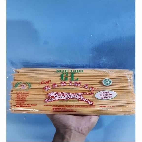 Mie Lidi Cap Harimau GL Warna Kuning/Mie Gomak Mentah Kering 1kg