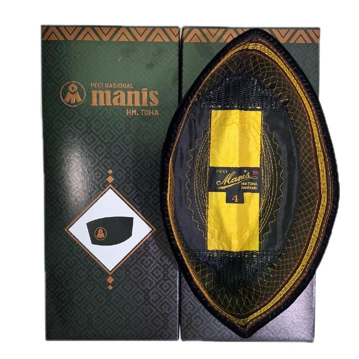 ORIGINAL Peci Manis Ac Kopiah Songkok Hitam Polos Plat Kuning Bahan Beludru Tanpa Kertas Nyaman Pria