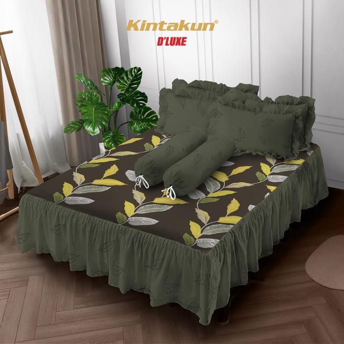 03h2- Kintakun Sprei Rumbai 160 / 180 B4 Dluxe Bunga Minimalis Sarung Kain Bantal Guling