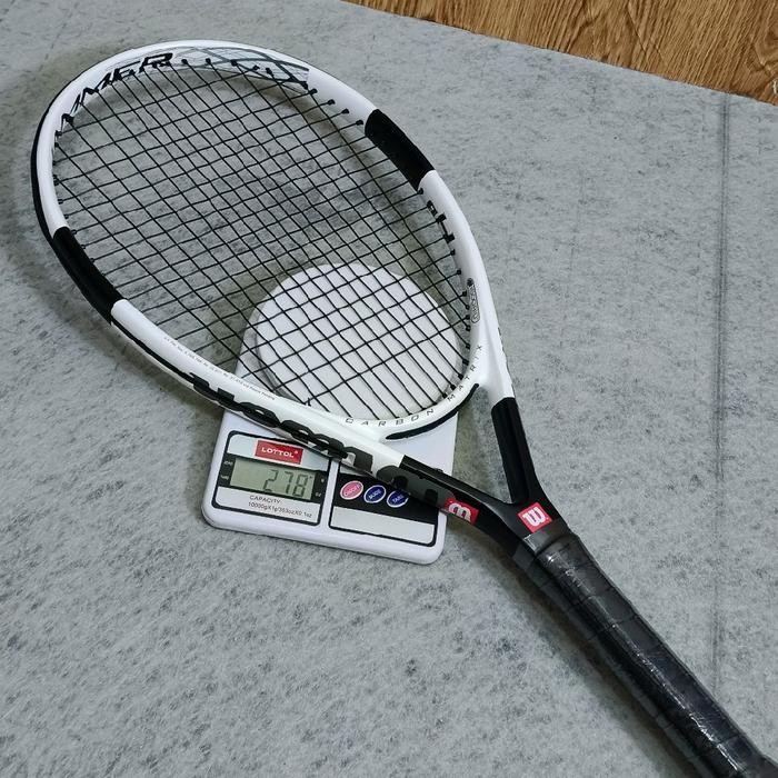RAKET TENIS PEMULA WILSON HAMMER CARBON BLACK COMBI PUTIH SIAP PAKAI