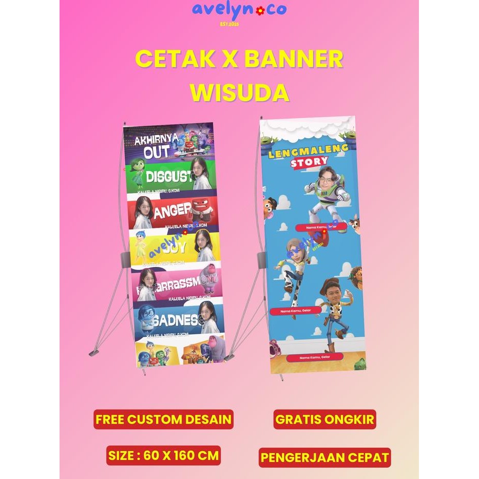 DISKON X Banner Wisuda plus Tiang Banner Sidang, Banner Promosi READY STOCK