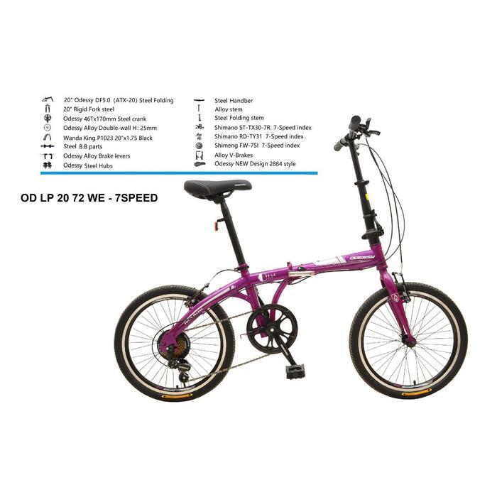SEPEDA LIPAT / FOLDING BIKE ANAK DEWASA ODESSY 20" 20 72 WE 7 SPEED