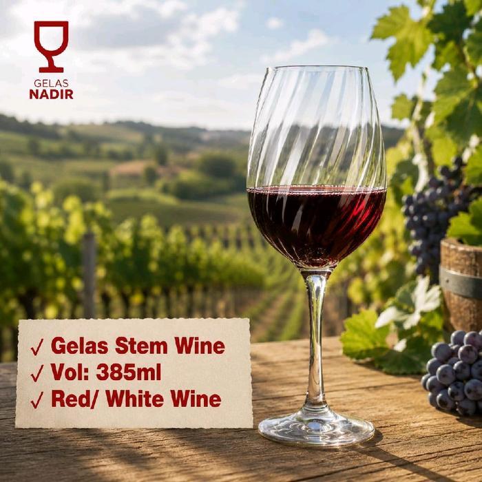 Gelas Red Wine Kaki 385ml (set isi 1pcs) NADIR RV/ Stem Red Wine Glass NADIR RAVENA