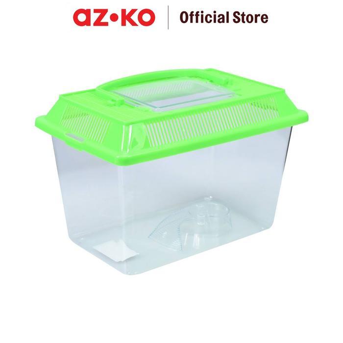 Kandang Reptil Kecil Plastik Hijau 21x13x14 cm - Terarium Kura-kura