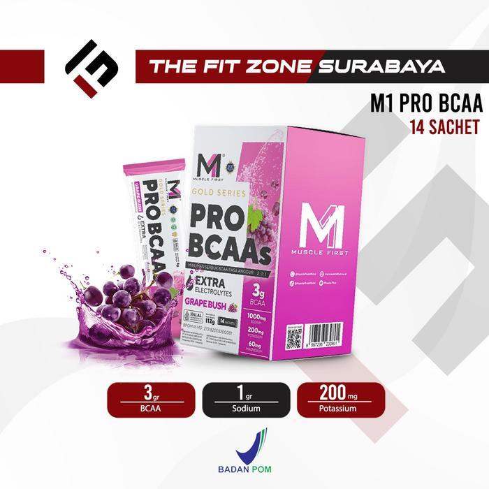 M1 Muscle First Pro BCAA Box 14 Sachet Asam Amino Amino Acids Electrolytes Recovery Susu Fitness Gym