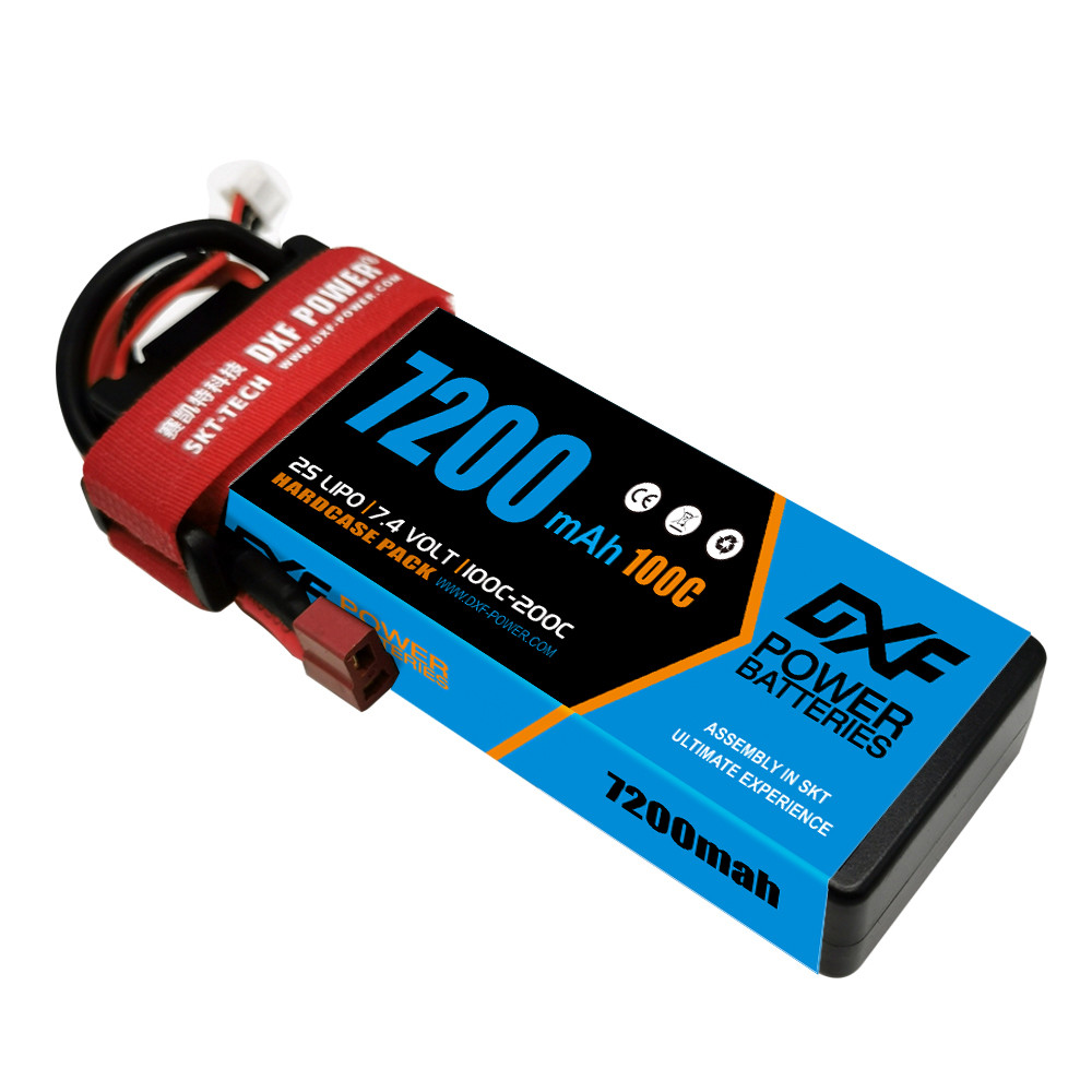 1/2PC DXF 2S Lipo Battery 7.4V 7200mah 100C Hard Case XT60 EC5 TRX Deans XT90 for Traxxas SCX10 Car