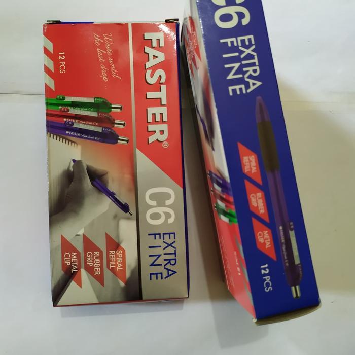 NEW!! Bolpen Faster C6 hitam - biru