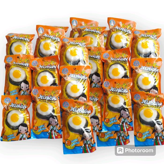 NEW PAKET 30 PCS JELLI AGAR BENTUK TELOR CEPLOK - JELLY DENGAN SERBUK RASA BUAH Food Jeli Makanan