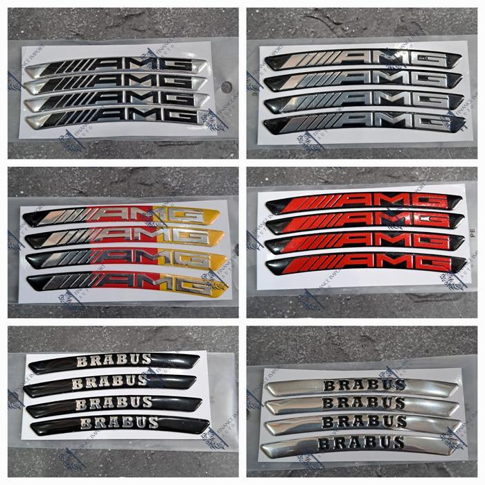 4Pcs Emblem Aluminium Sticker Velg Amg Brabus Mercedes Whell Rim Amg