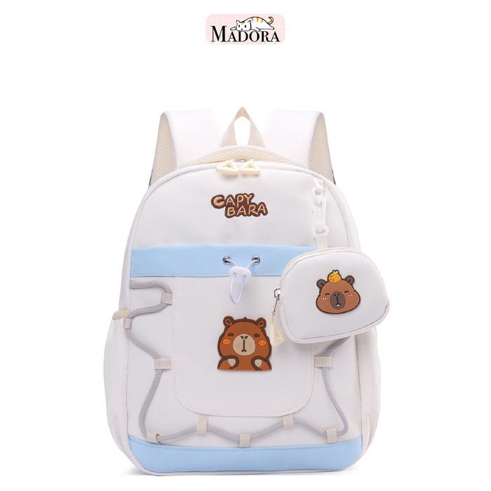 Madora Tas Ransel Capybara Anak PAUD TK SD Kids Backpack Waterproof Kapasitas Besar Ringan Free Pouc