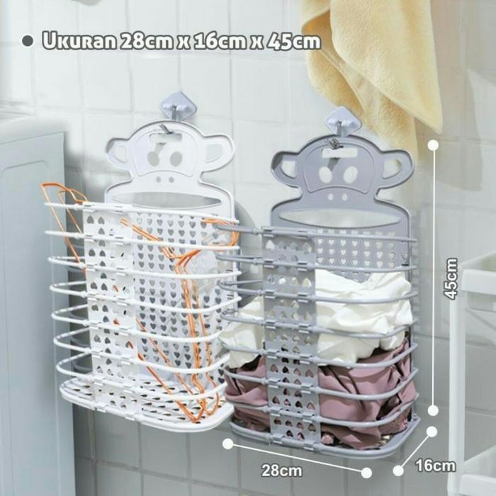 KERANJANG BAJU KOTOR LIPAT LAUNDRY TEMPEL DINDING