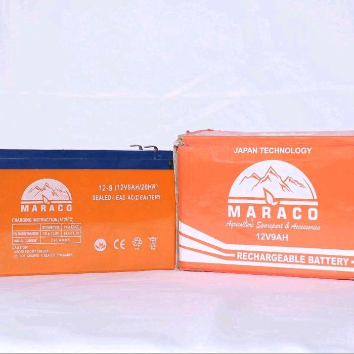 Battery 9Ah Maraco Oren( Aki Batre Accu Sprayer Elektrik 12V 9Ah Maraco Orange / Ups (Bergaransi)