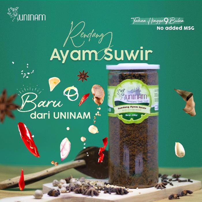 

Stok Baru Rendang Uninam Ayam Suwir 650gr Tanpa MSG & Pengawet