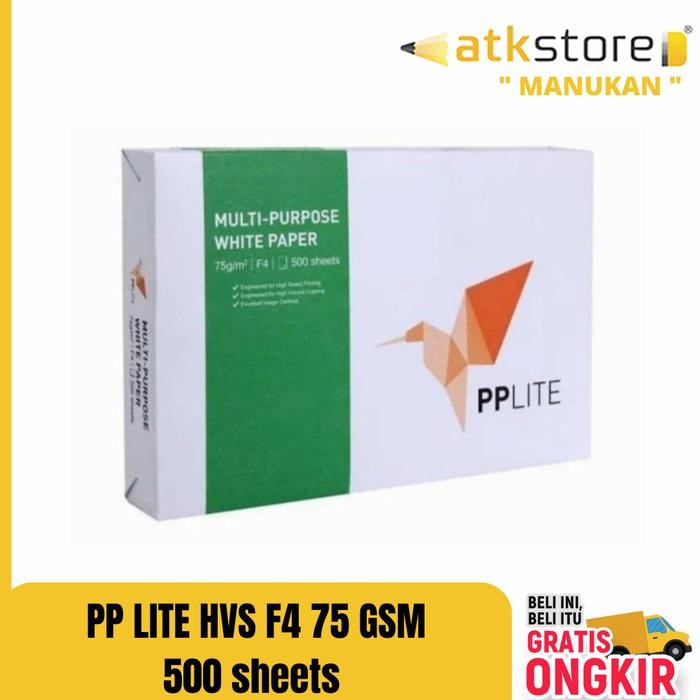 

NEW PRODUK ( 1 RIM ) PP LITE KERTAS HVS PUTIH A4 F4 75 GRAM 500 LEMBAR STATIONERY MULTI-PURPOSE