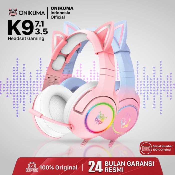 DISKON HEADSET GAMING ONIKUMA K9 7.1 ALL SURROUND SOUND-HEADSET GAMING CUTE-HEADSET KUCING-HEADSET