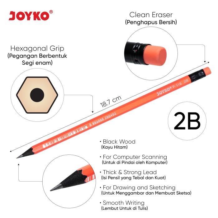 

Pensil Pencil Joyko P-116 2B 1 Box 12 Pcs