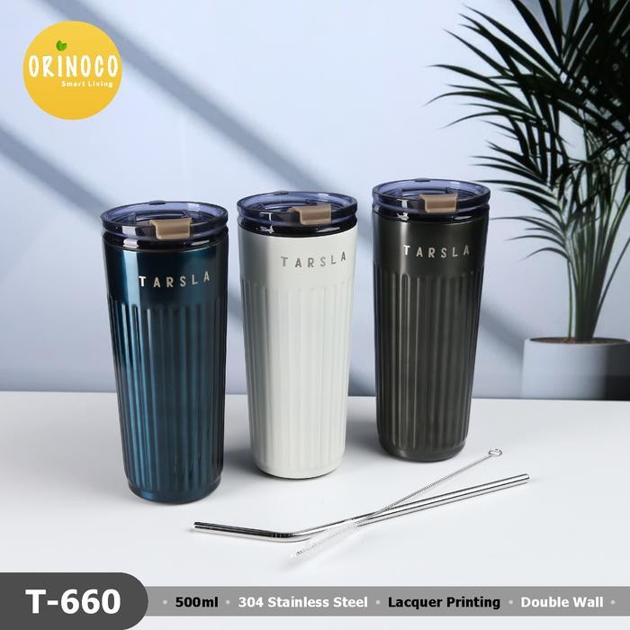 Pilihan- Orinoco Mug Premium With Straw T-660 Stainless 500 Ml Tumbler Mug + Sedotan Stainless