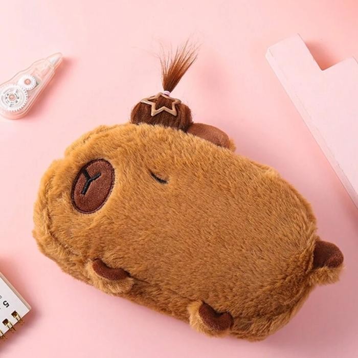 

FLUFFY HAIR CAPYBARA PENCIL CASE / POUCH / CUTE / STATIONARY