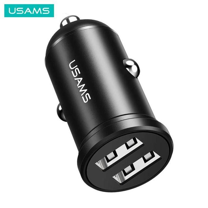 USAMS C20 ADAPTER CHARGER MOBIL DUAL USB MINI 2.4A CAR CHARGER