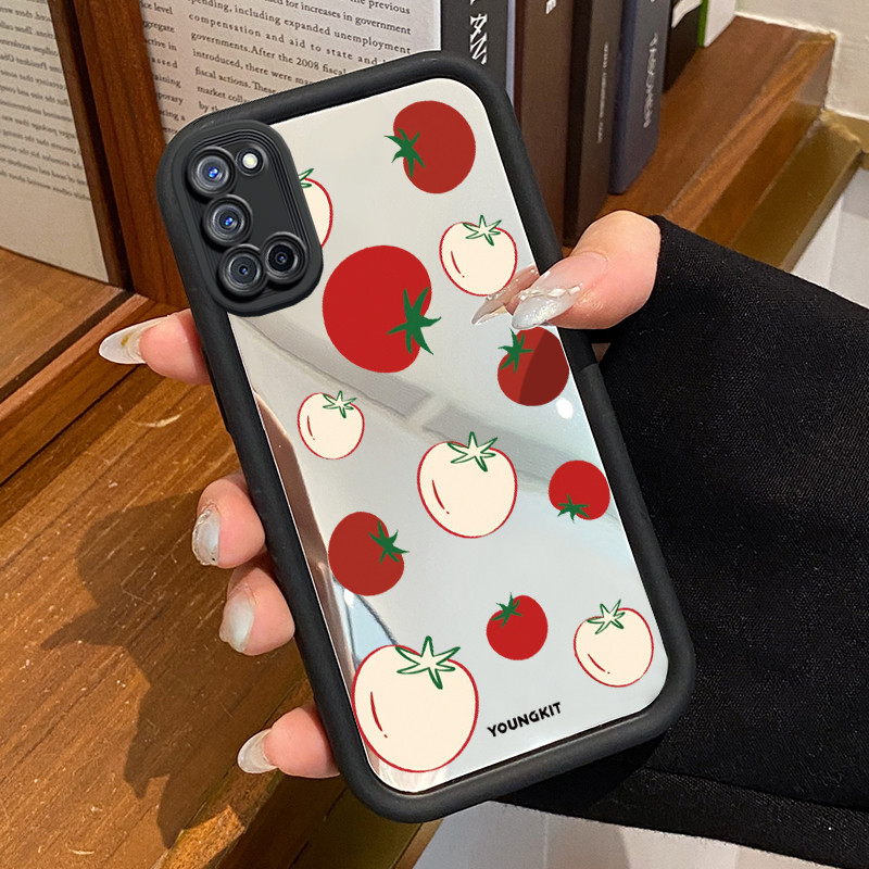 Casing Hp OPPO A52 OPPO A72 OPPO A92 Case Softcase Kesing Stroberi Hitam Cesing Cantik silikon kasin