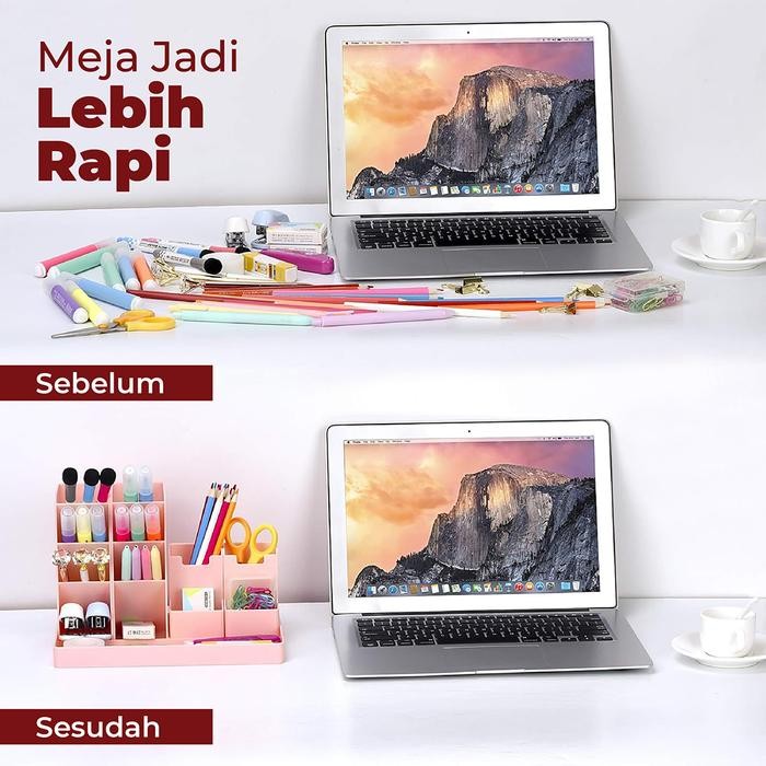 

Terlaris! Pen Stand Holder Set Desktop Shelf Organizer Rak Tempat Pena Alat Tulis Meja Kantor